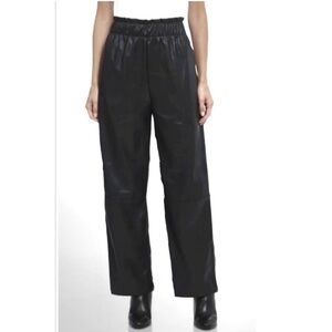 Joie Vegan Leather Paper Bag Waist Pants Black M